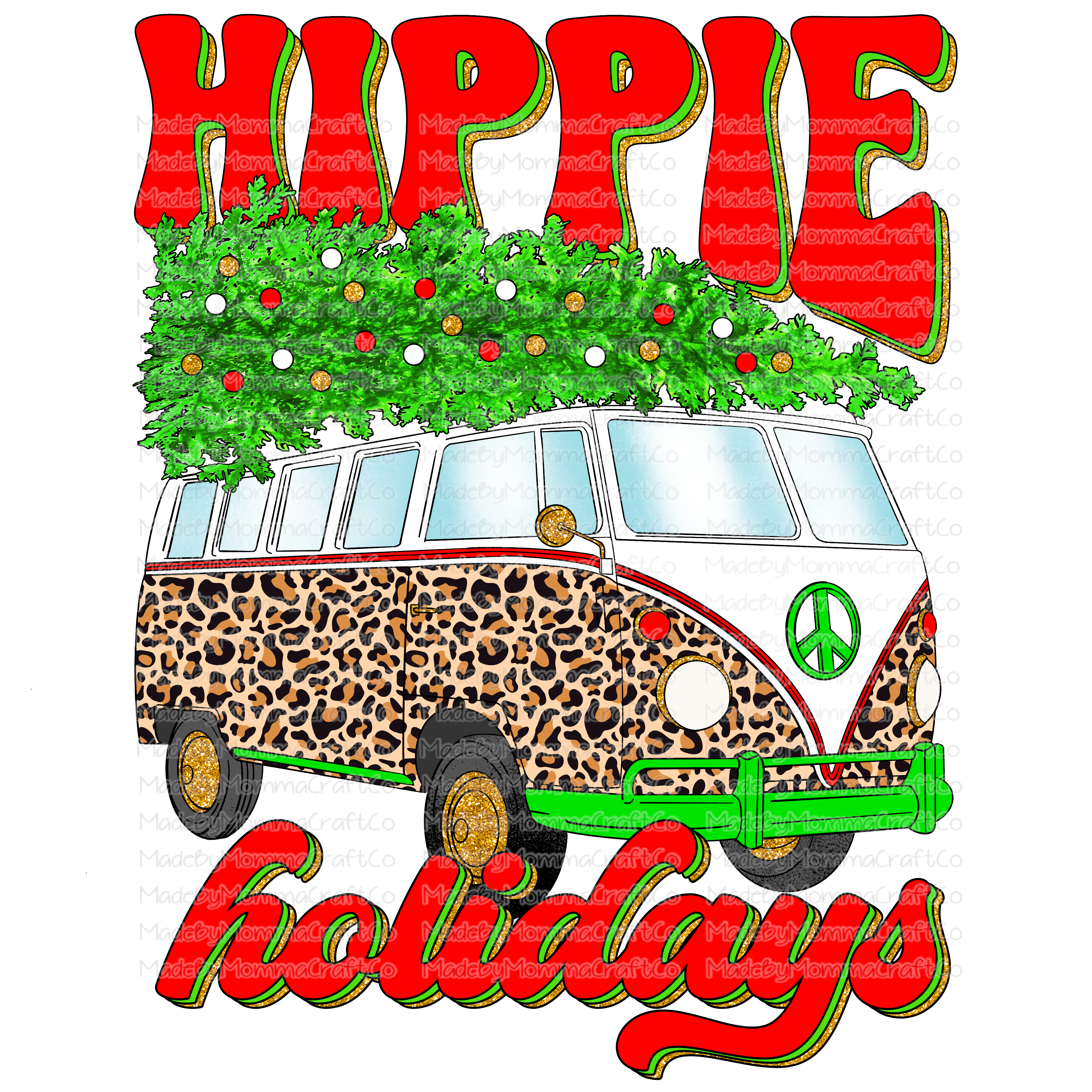 Hippie Hollidays Bus - Leopard - Cheat Clear Waterslide™ or White Cast Sticker