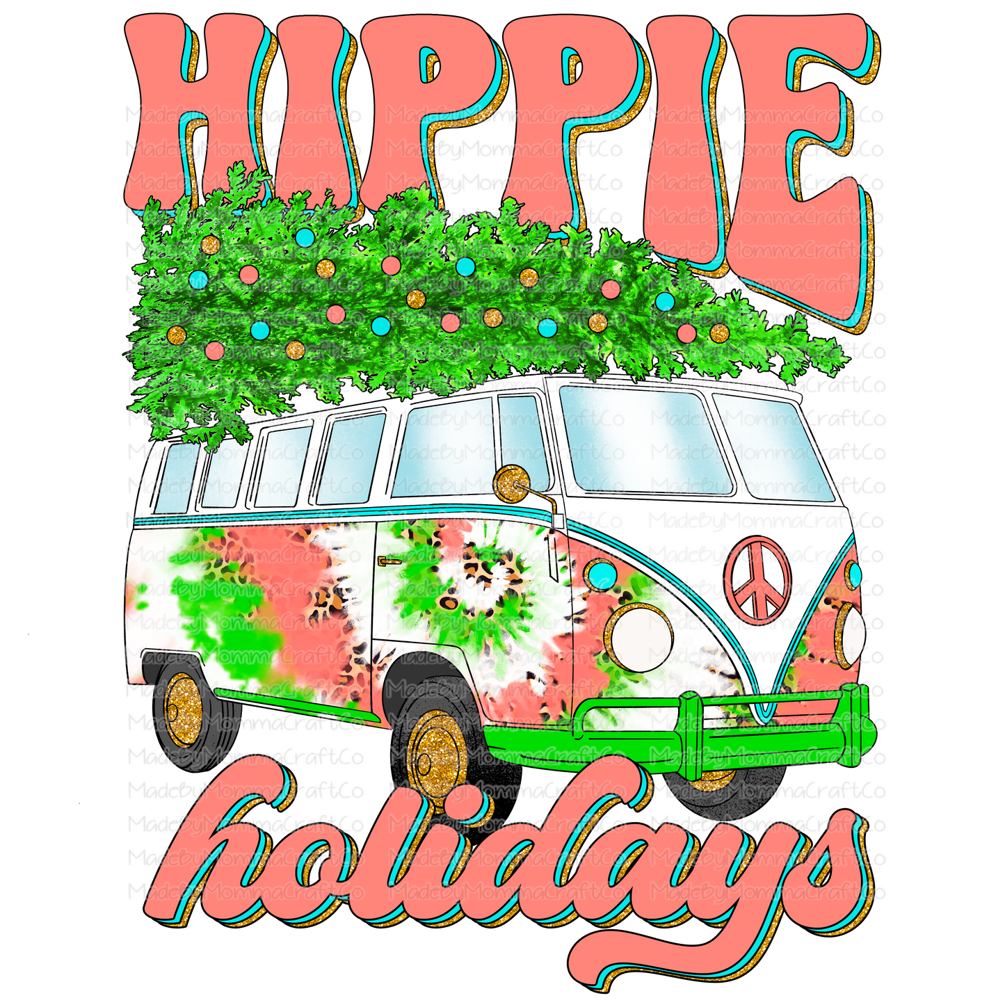 Copy of Hippie Hollidays Bus - Pink - Cheat Clear Waterslide™ or White Cast Sticker