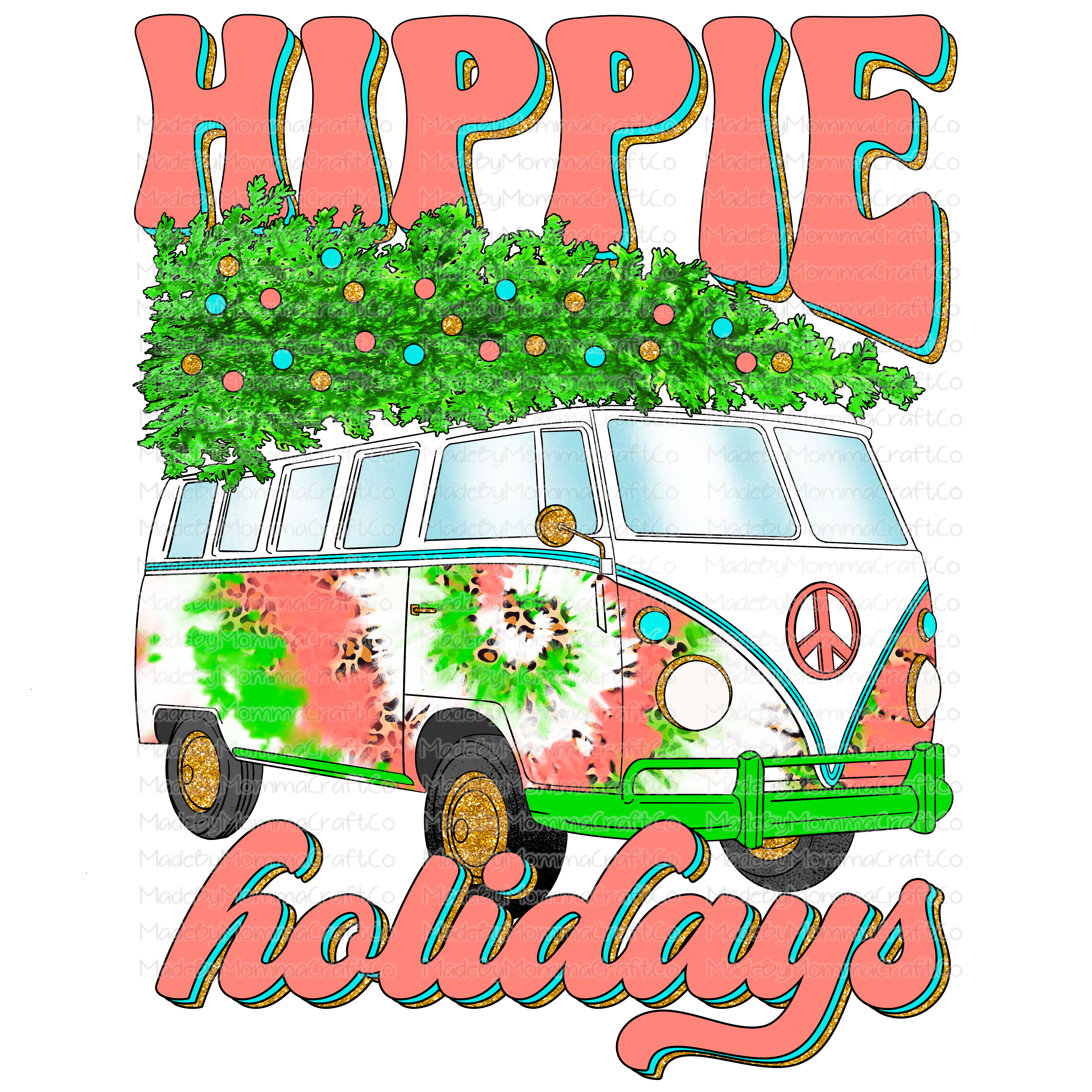 Copy of Hippie Hollidays Bus - Pink - Cheat Clear Waterslide™ or White Cast Sticker