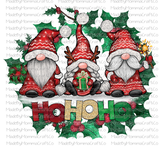 HoHoHo Gnome Wreath - laser printed waterslide decal or digital decal