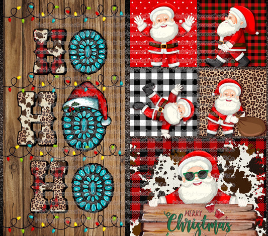 Ho Ho Ho Merry Christmas Tumbler Wrap - Sublimation Vinyl Or Waterslide Wrap