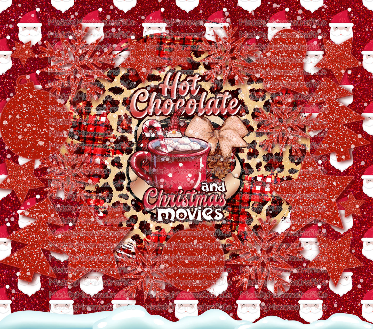 Hot Chocolate and Christmas Movies Tumbler Wrap - Sublimation Vinyl Or Waterslide Wrap