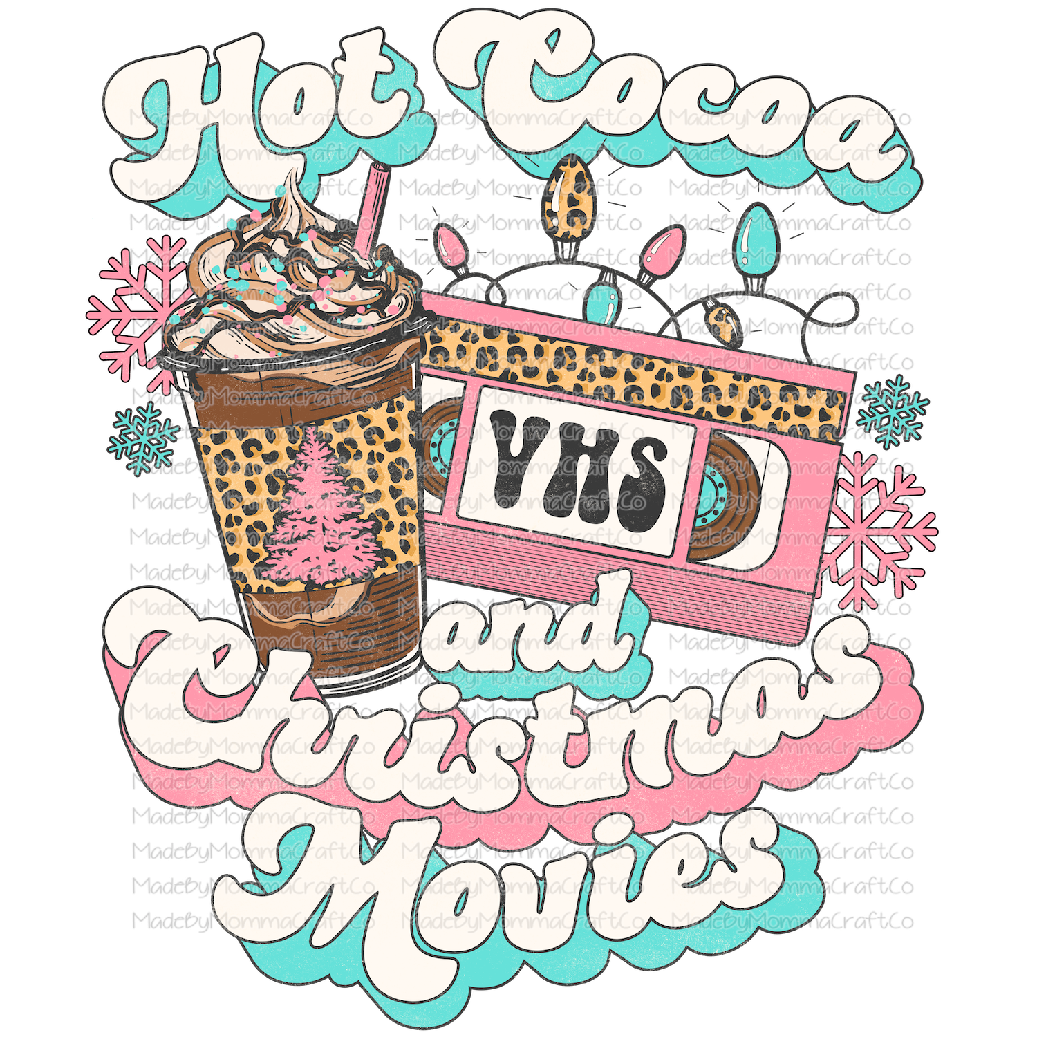 hot cocoa and christmas movies green red -Cheat Clear Waterslide™ or White Cast Sticker