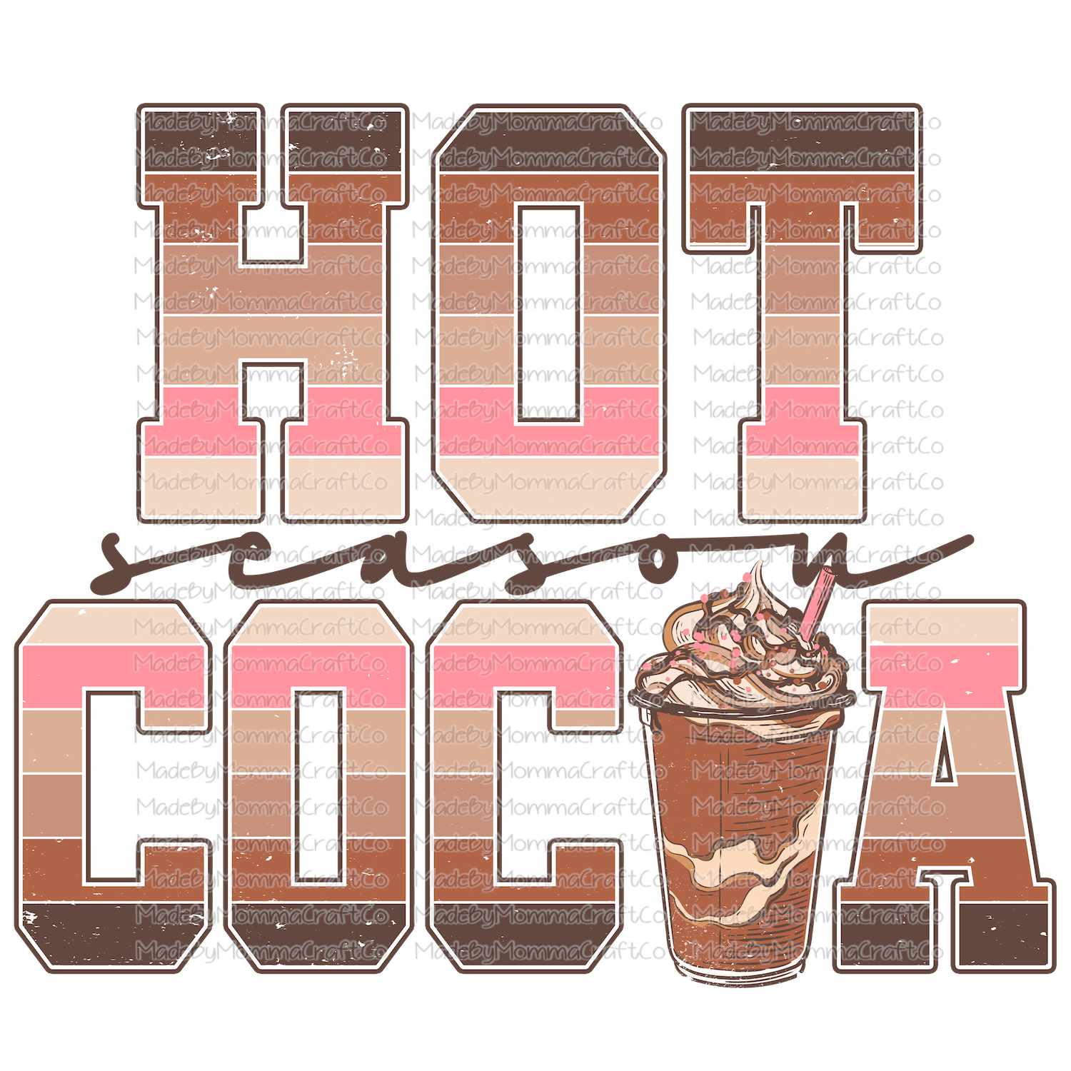 hot cocoa season retro stripe -Cheat Clear Waterslide™ or White Cast Sticker