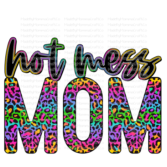 Hot Mess Mom - Rainbow Leopard - Cheat Clear Waterslide™ or White Cast Sticker