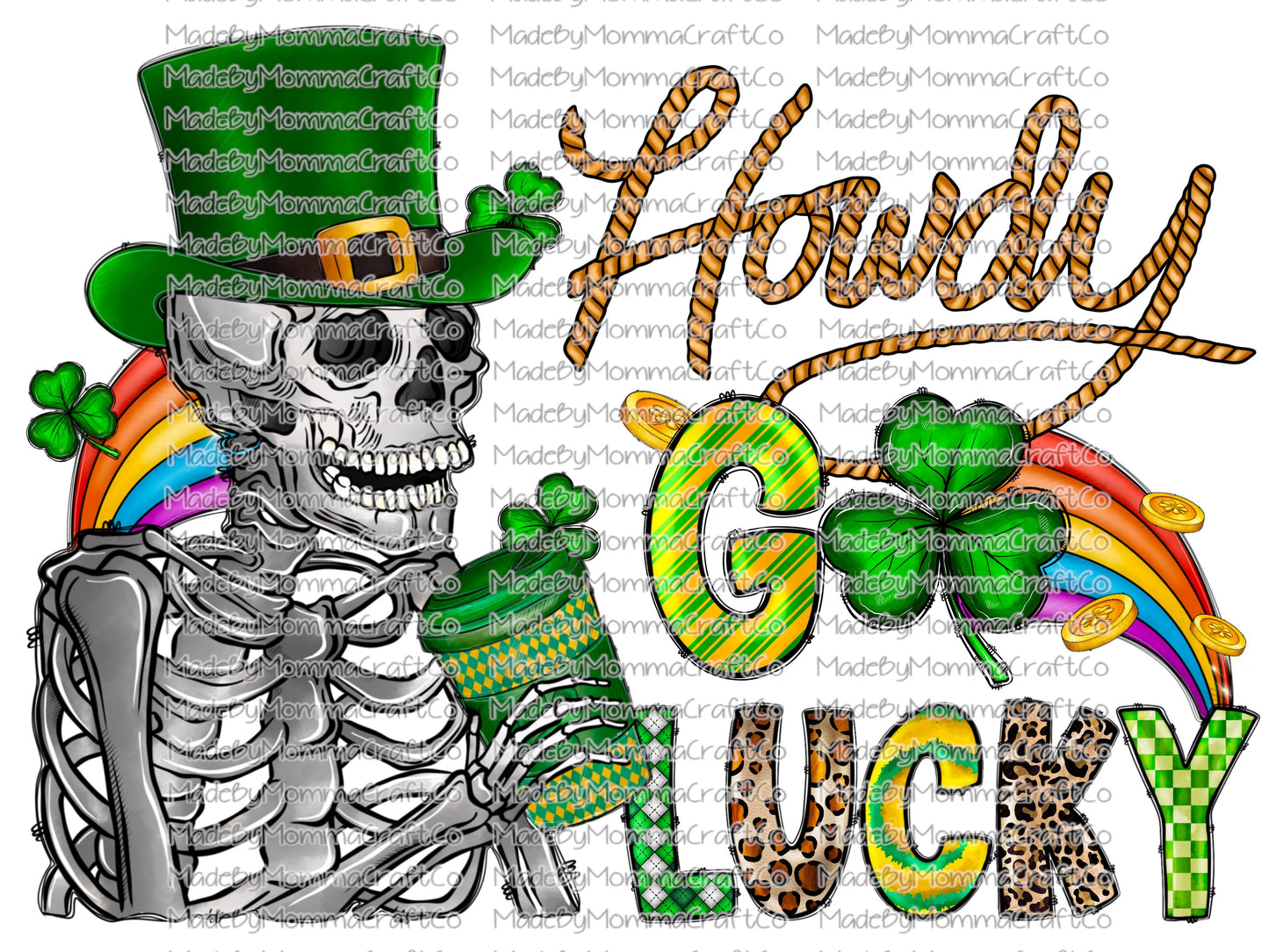 howdy go lucky skeleton irish - Cheat Clear Waterslide™ or White Cast Sticker