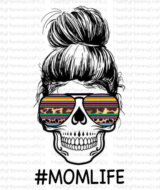 Serape Mom Life Skull-Cheat Clear Waterslide™ or White Cast Sticker