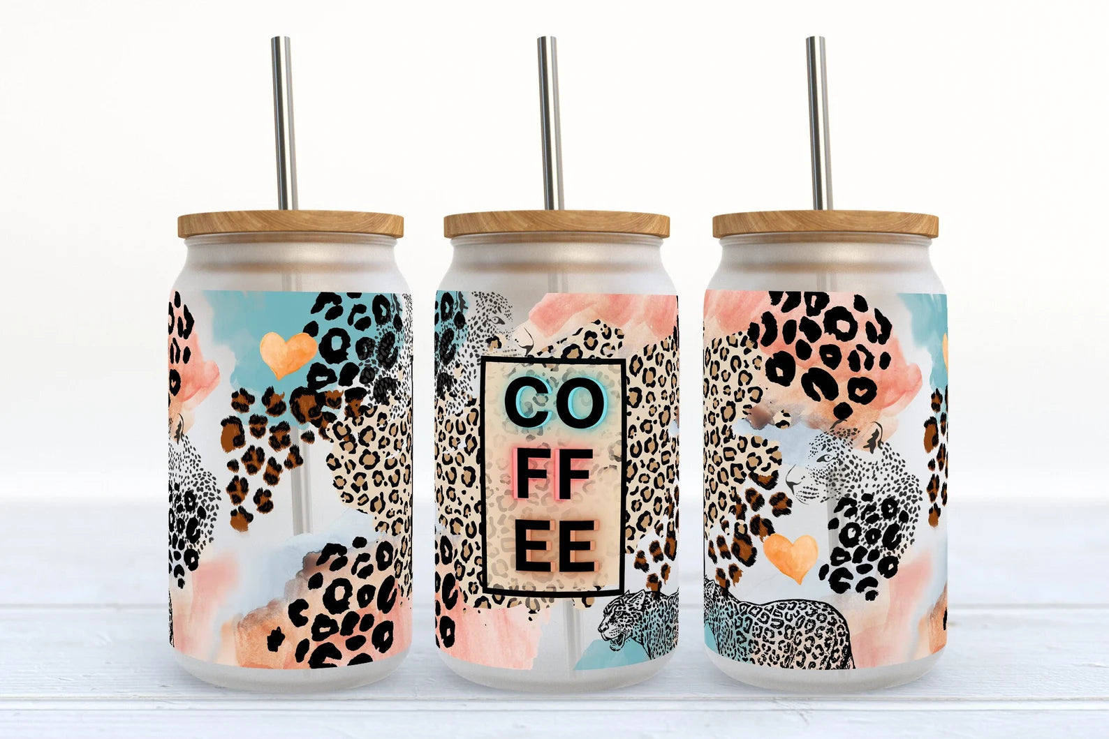 COFFEE Leopard Sublimation Libbey Can Wrap