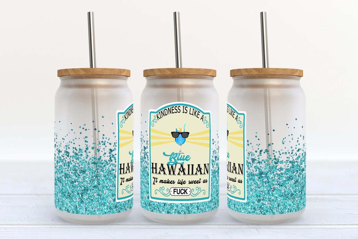 Blue Hawaiian Sublimation Libbey Can Wrap