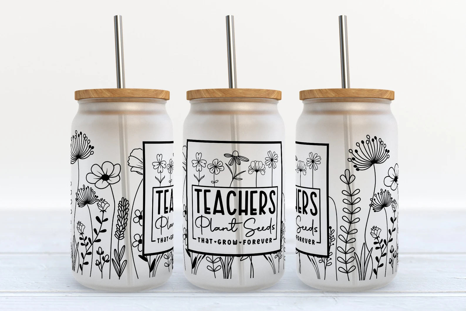 Teachers Plant Seeds Sublimation Libbey Can Wrap