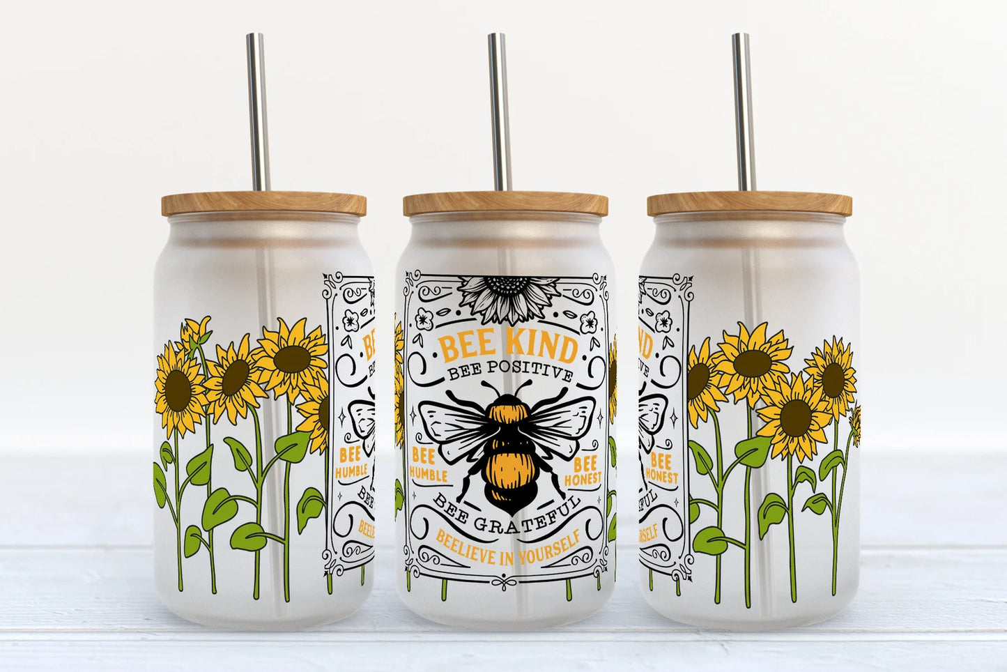 Bee Kind Bee Positive Sublimation Libbey Can Wrap