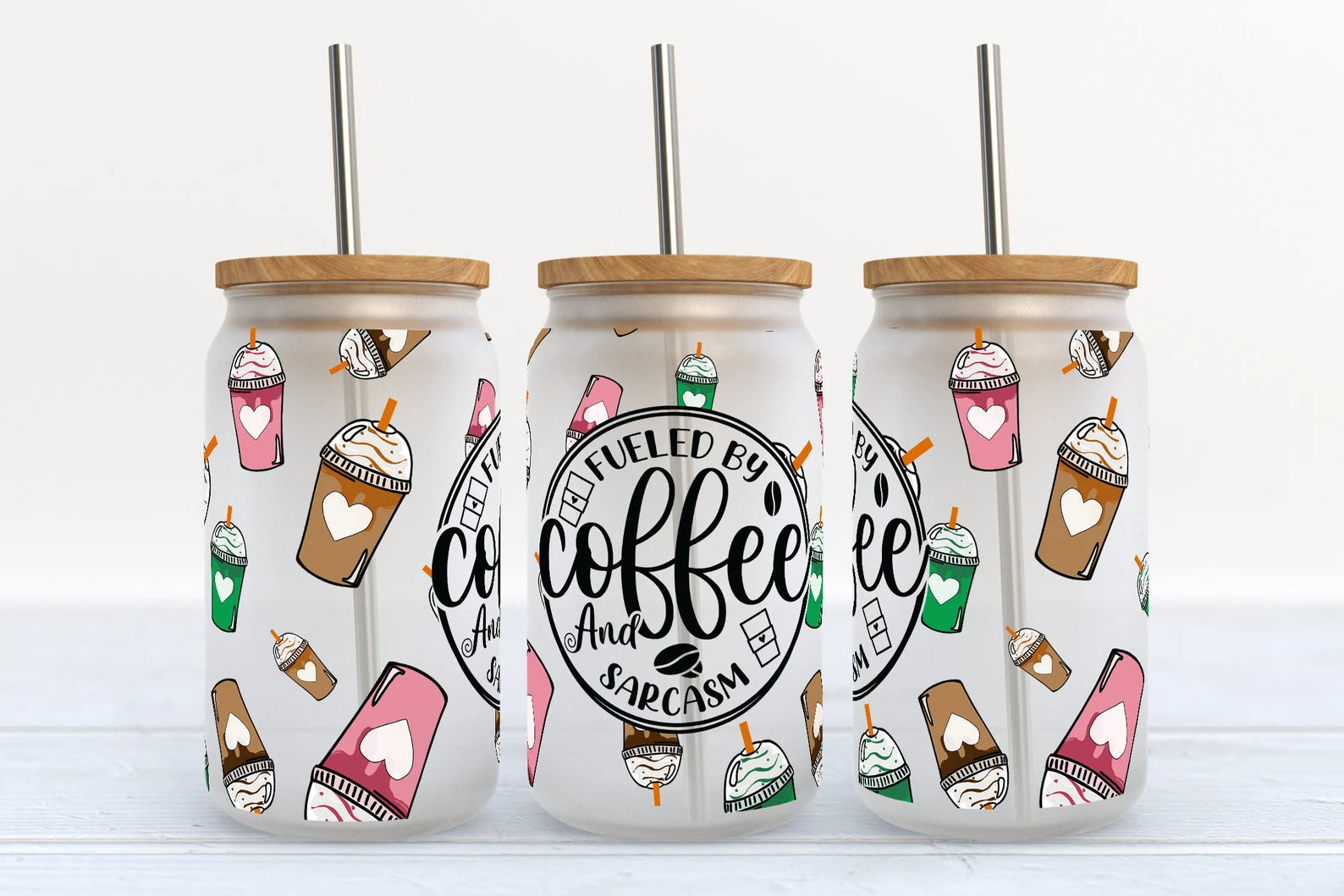 Coffee and Sarcasm Sublimation Libbey Can Wrap