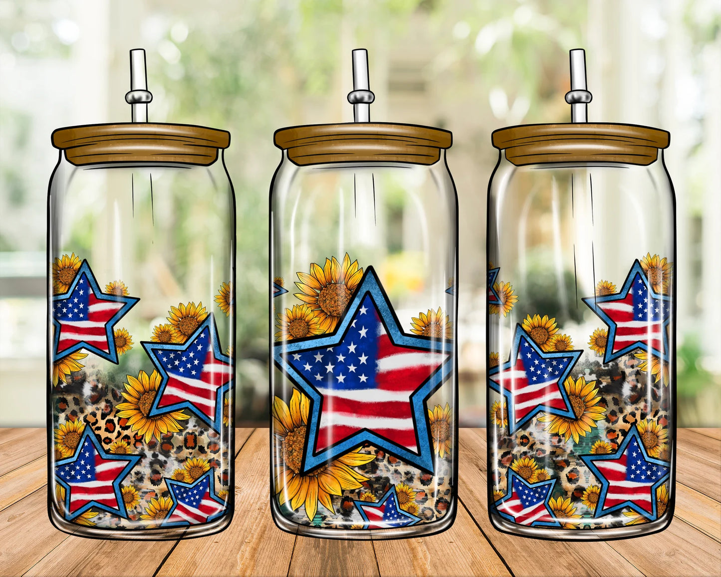 American Patriotic Stars Sublimation Libbey Can Wrap