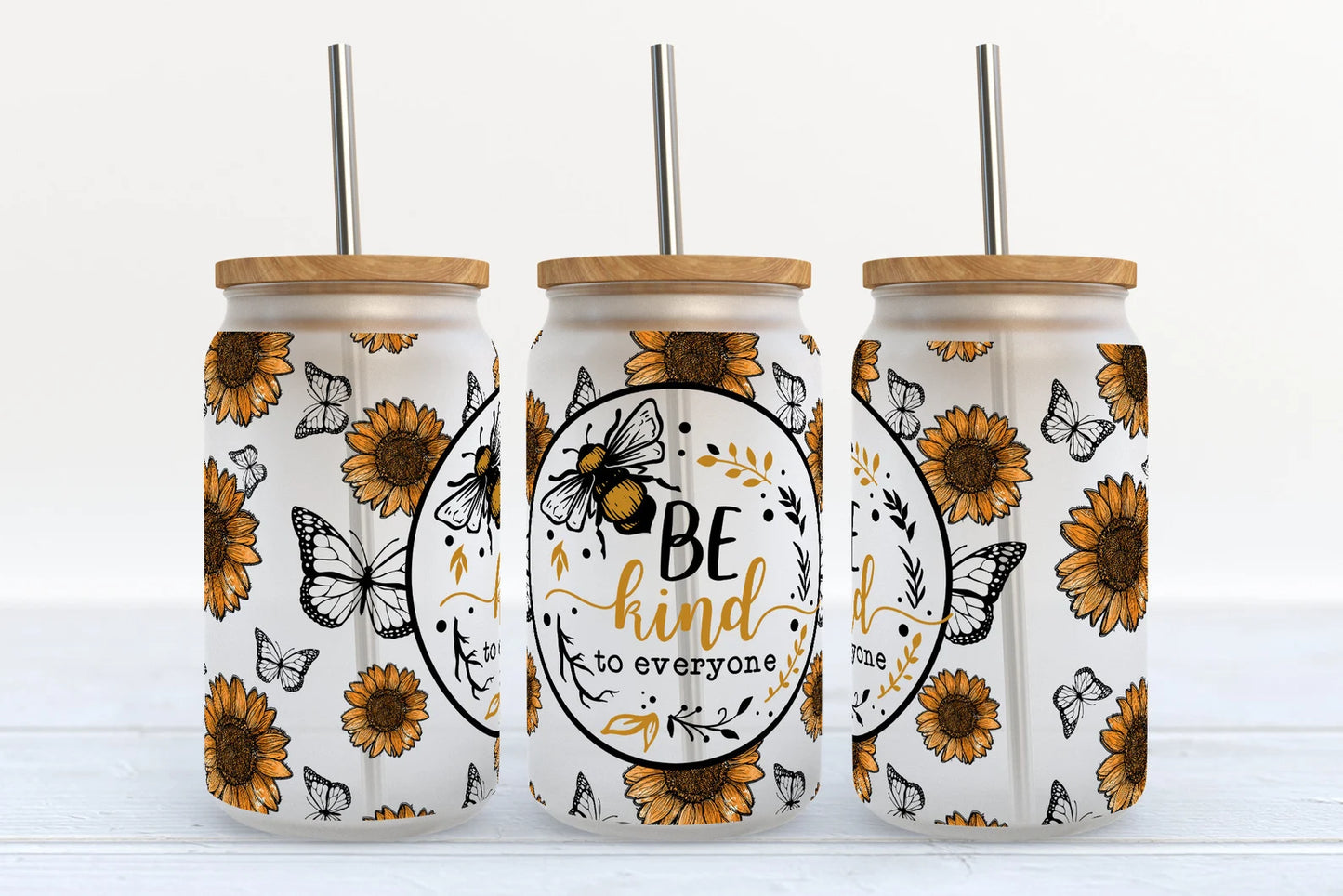 Bee Kind Sublimation Libbey Can Wrap