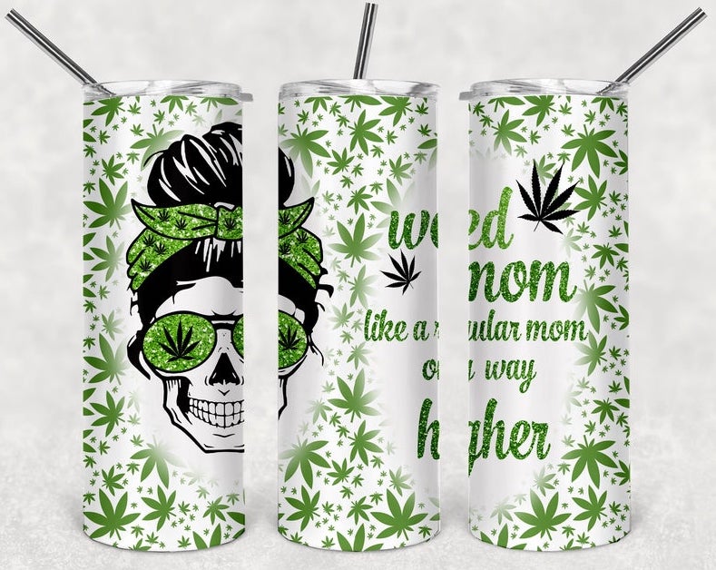 Weed Mom Skull Wrap - Sublimation Or Clear Waterslide Wrap