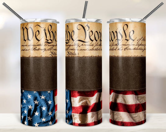 We The People American Flag Sublimation Tumbler Wrap - Or Clear Waterslide Wrap