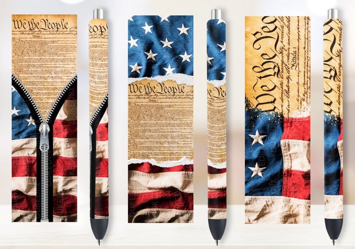 American Flag We The People Set Of 3 Printed Pen Wraps