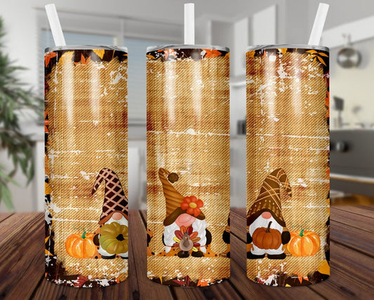 Fall Gnome Pumpkin Wrap - Sublimation Or Clear Waterslide Wrap