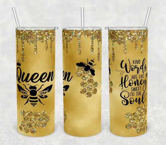 Queen Bee Tumbler Wrap - Sublimation Or Clear Waterslide Wrap