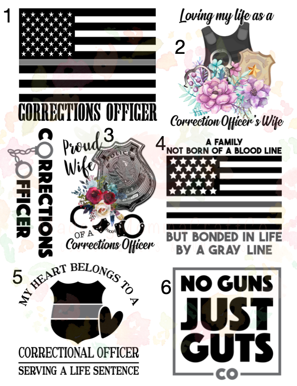 Corrections officer Waterslide decals  \ laser printed / laser decals / tumbler supplies