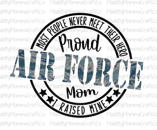 Proud Air Force Mom -Cheat Clear Waterslide™ or White Cast Sticker