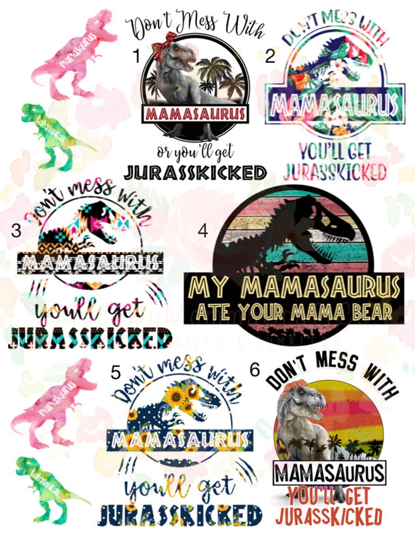 Mamasaurus Cheat Clear Waterslide™ or White Cast Sticker