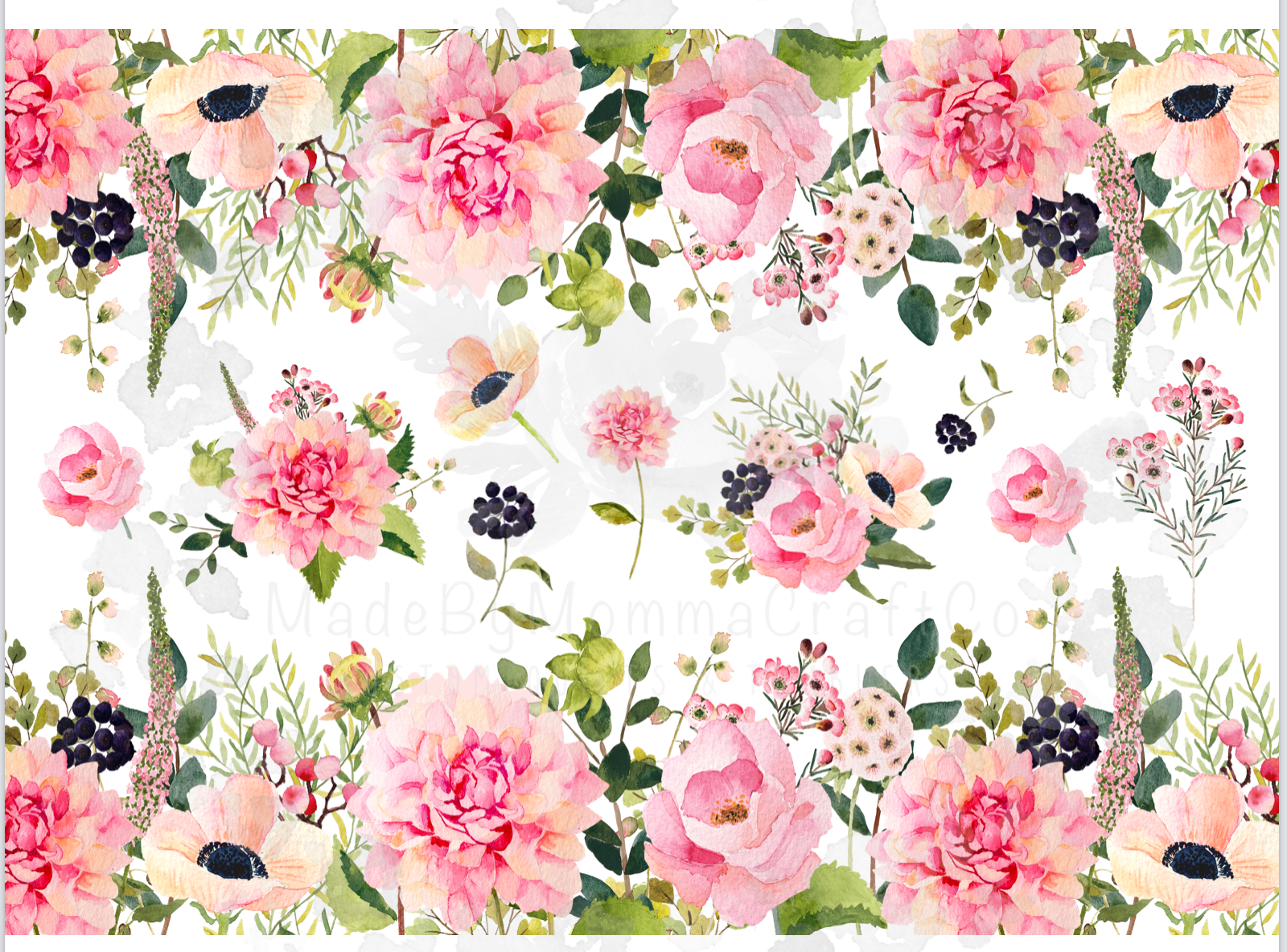 Pink and peach floral wrap and flowers waterslide sheet // laser printed tumbler decals / no sealing needed *Waterslide Ready To Use*