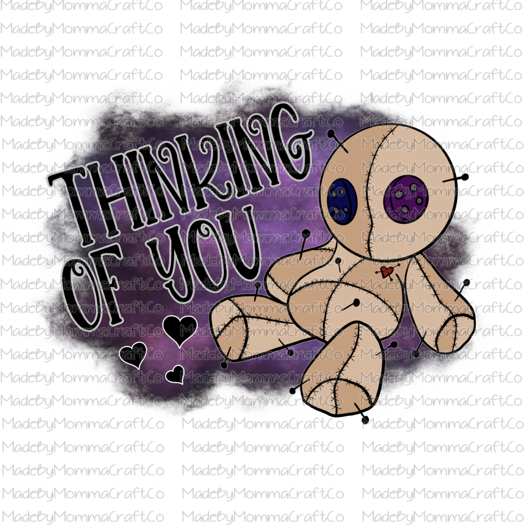 Thinking of you Voodoo Doll Halloween -Cheat Clear Waterslide™ or White Cast Sticker