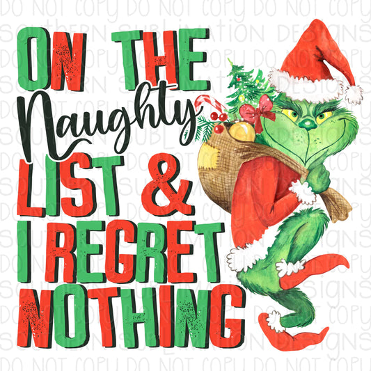 On the Naughty List and I Regret Nothing Christmas -Cheat Clear Waterslide™ or White Cast Sticker