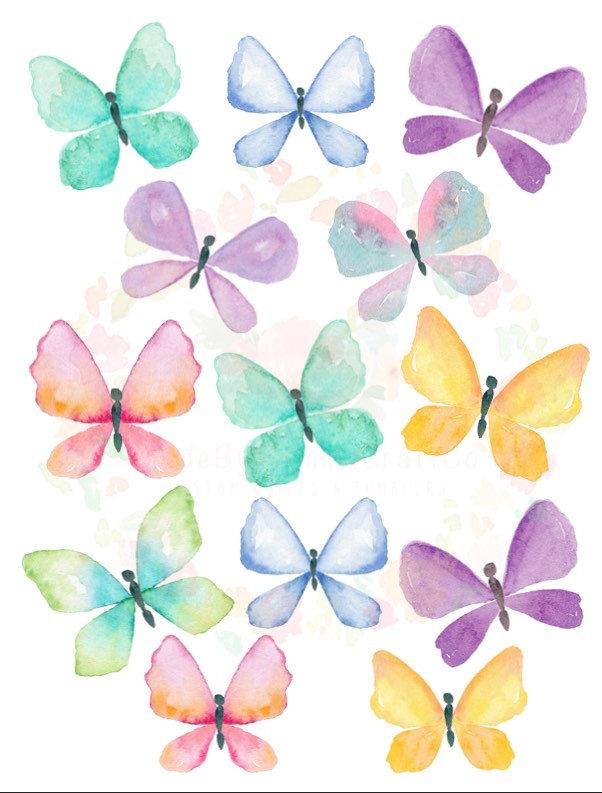 Colorful Butterflies Cheat Clear Waterslide ™ or Sticker Themed Sheet  Elements Sheet