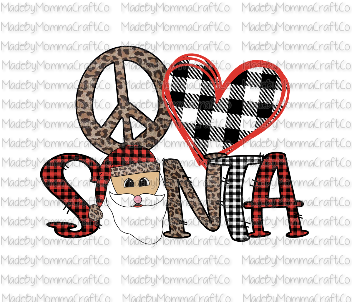 Peace Love and Santa Christmas- Cheat Clear Waterslide™ or White Cast Sticker