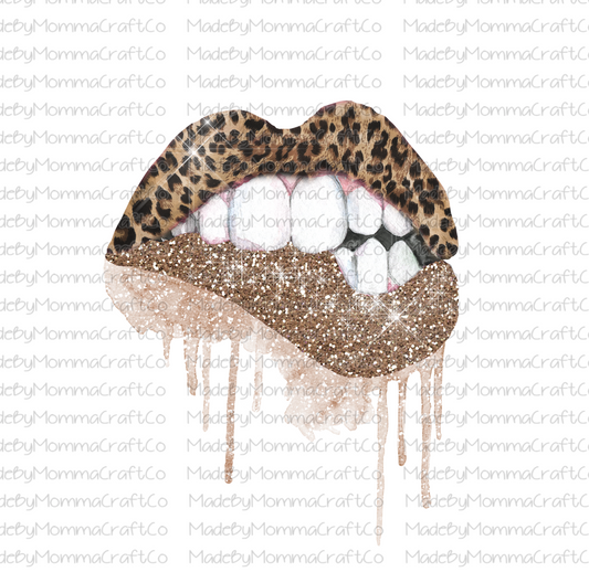 Drip Rose Gold Leopard Lips Cheat Clear Waterslide™ or White Cast Sticker