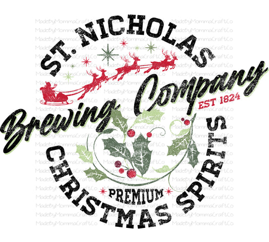 St Nicholas Brewing Company Christmas -Cheat Clear Waterslide™ or White Cast Sticker