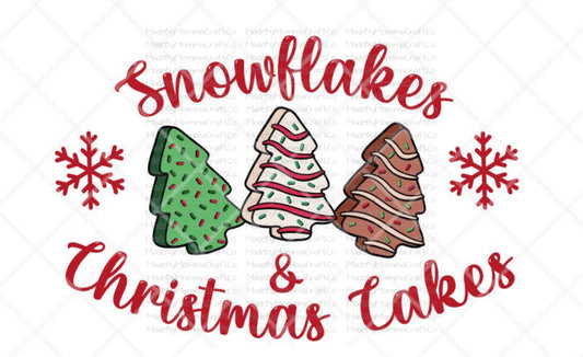 Snowflakes and Christmas Tree Cakes Debbie - Cheat Clear Waterslide™ or White Cast Sticker