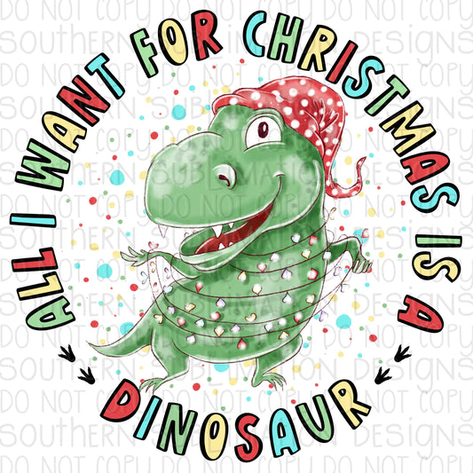 All i want for Christmas is a Dinosaur Kid Christmas -Cheat Clear Waterslide™ or White Cast Sticker