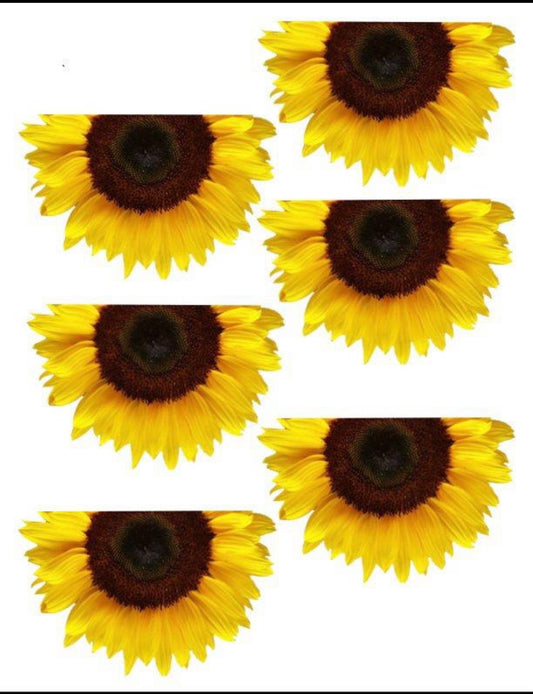 Sheet of Half Sunflowers Cheat Clear Waterslide™ or White Cast Sticker