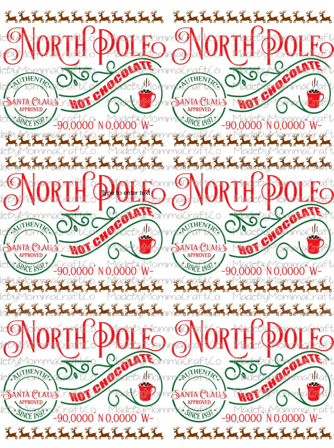 Christmas Waterslide North Pole  Hot Chocolate \ laser printed / laser decals / tumbler supplies \ *Waterslide Ready To Use*