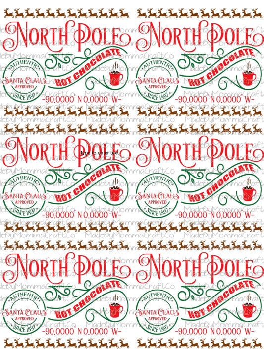 Christmas Waterslide North Pole  Hot Chocolate \ laser printed / laser decals / tumbler supplies \ *Waterslide Ready To Use*