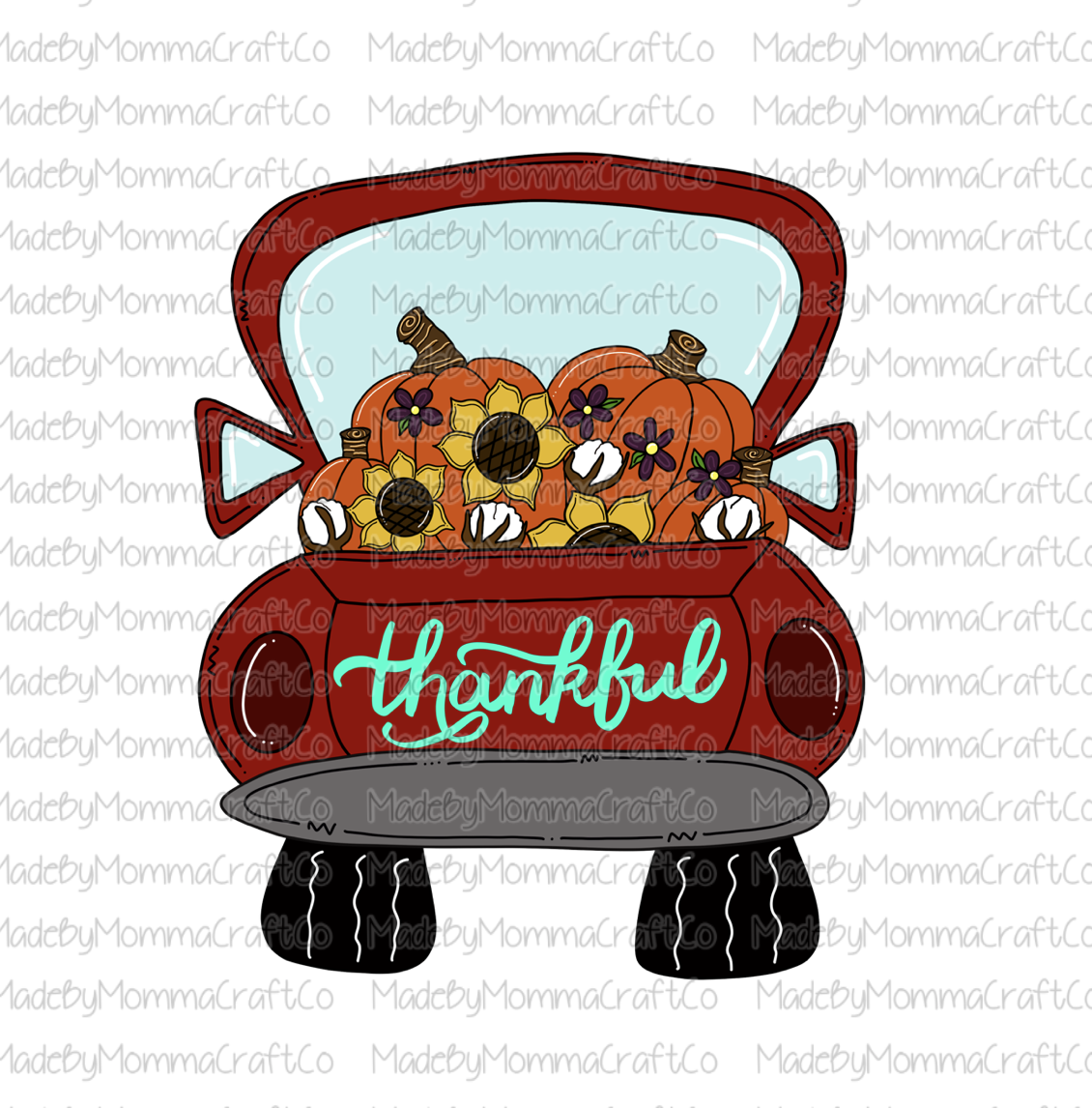 Thankful truck thanksgiving fall-Cheat Clear Waterslide™ or White Cast Sticker