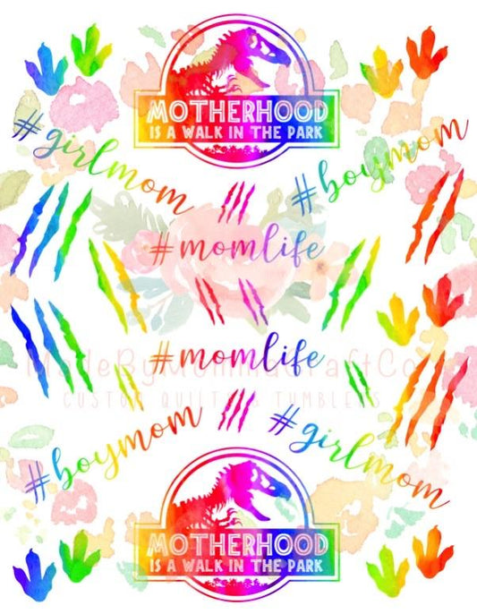 Motherhood is a Walk in the Park Cheat Clear Waterslide™ or White Cast Sticker