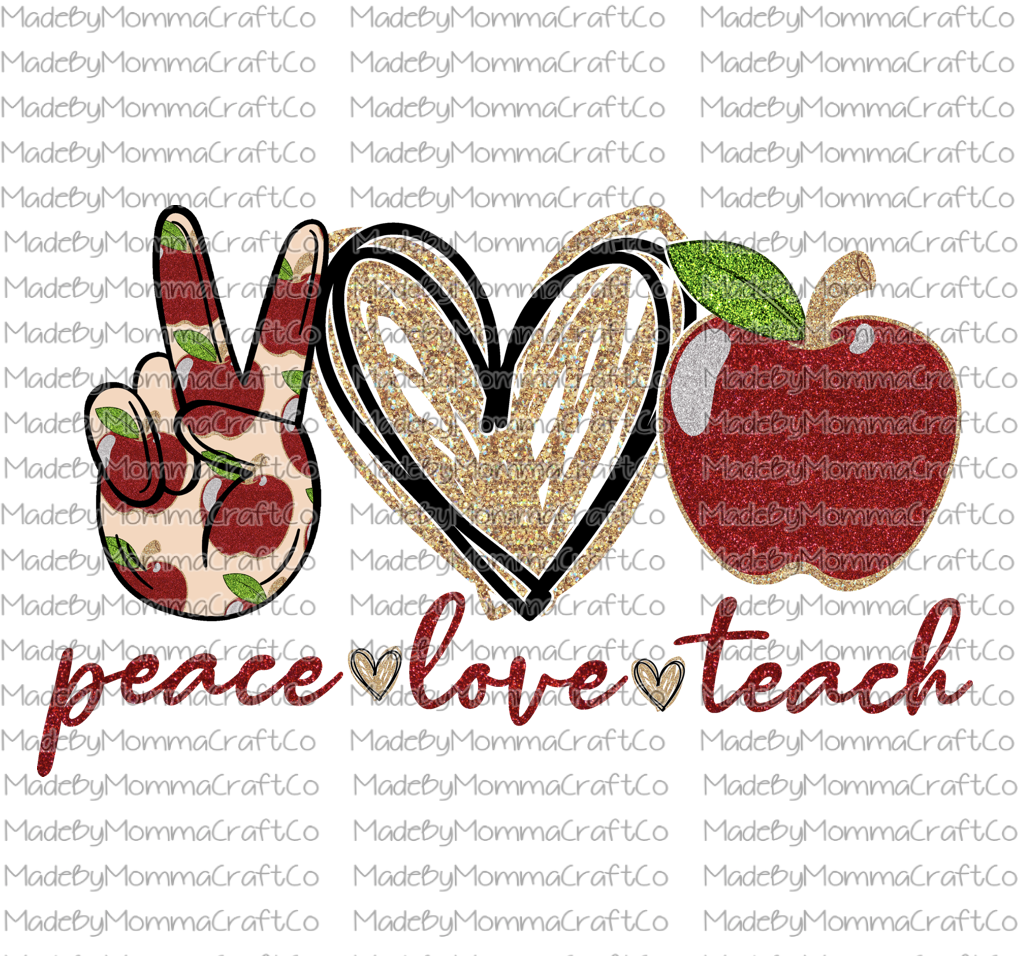 Peace Love Teach-Cheat Clear Waterslide™ or White Cast Sticker