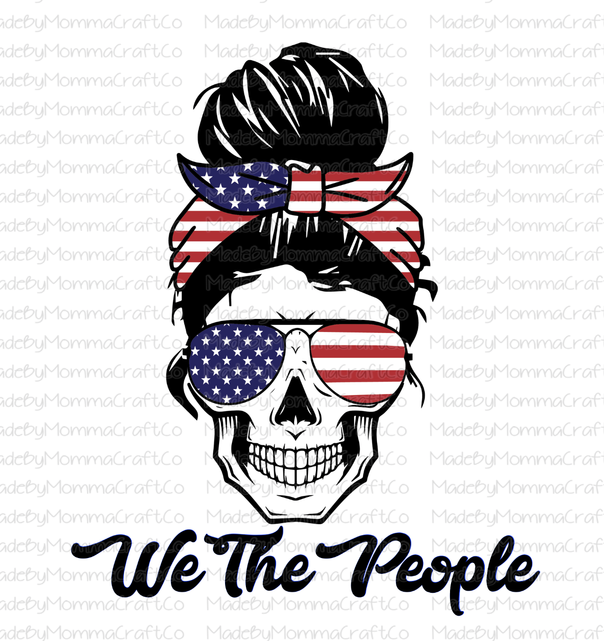 We the People American Flag Skull Lady - Second Amendment-Cheat Clear Waterslide™ or White Cast Sticker