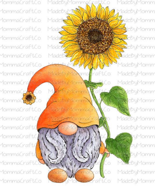 Orange Sunflower Gnome- Cheat Clear Waterslide™ or White Cast Sticker