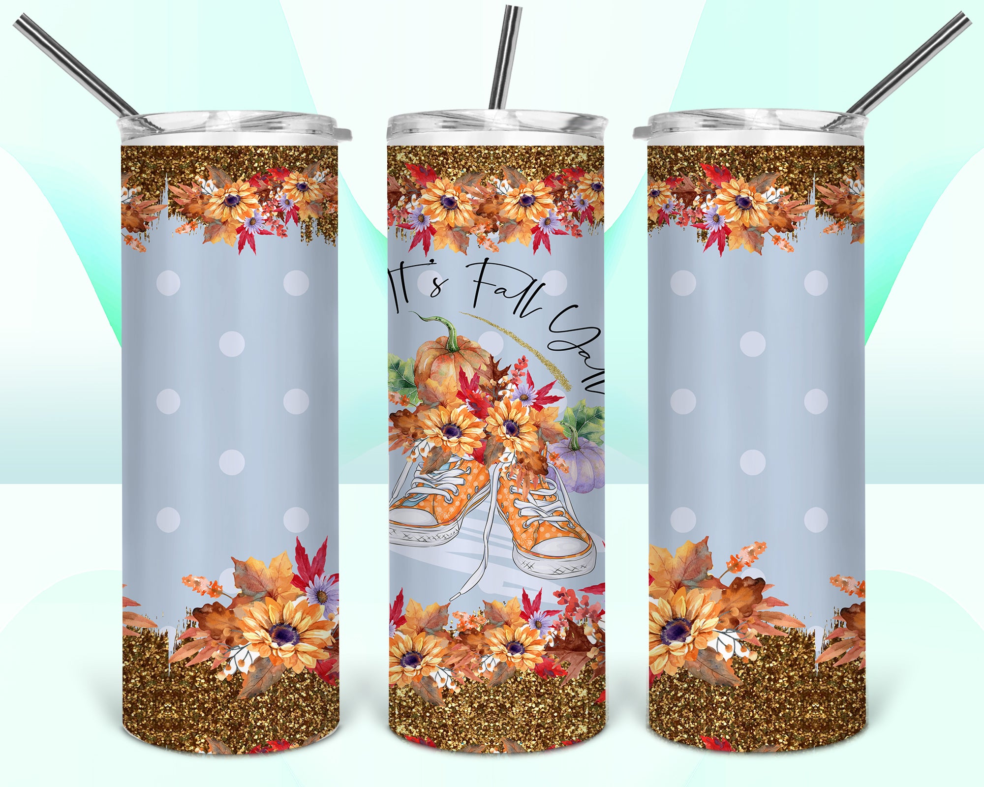 It&#39;s Fall Yall Floral Shoes Sublimation Tumbler Wrap - Or Clear Waterslide Wrap