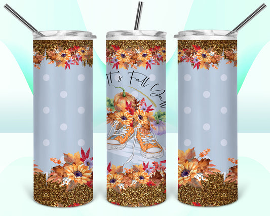 It's Fall Yall Floral Shoes Sublimation Tumbler Wrap - Or Clear Waterslide Wrap