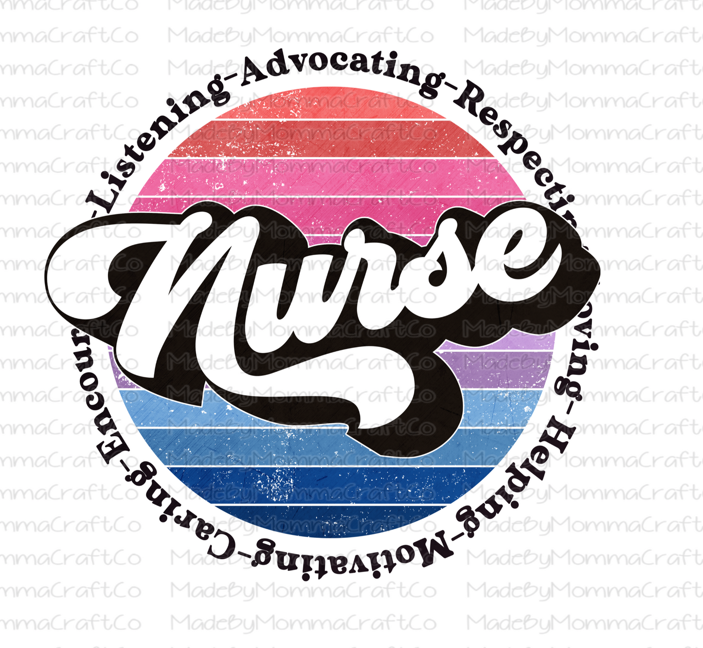 Retro Nurse Circle Pink and Blues - Cheat Clear Waterslide™ or White Cast Sticker