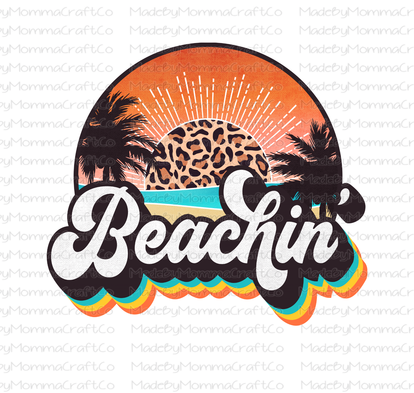 Retro Beachin Leopard Sunset- Cheat Clear Waterslide™ or White Cast Sticker