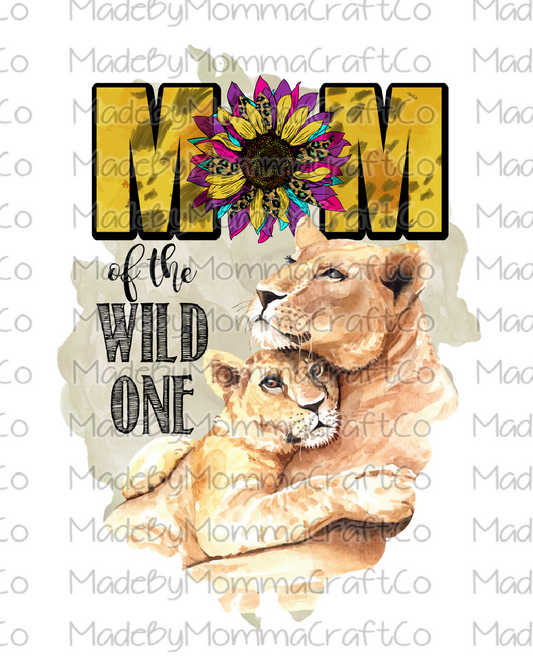 Mom Of The Wild One Lion Sunflower Cheat Clear Waterslide™ or White Cast Sticker