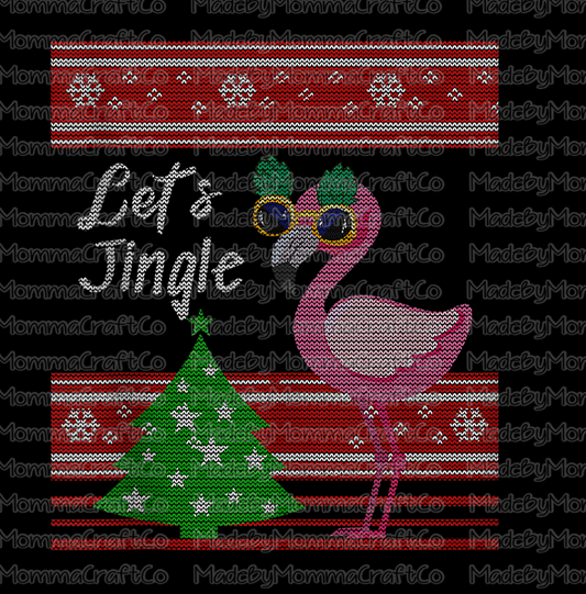 Lets Jingle - Christmas - Flamingo - Cheat Clear Waterslide™ or White Cast Sticker