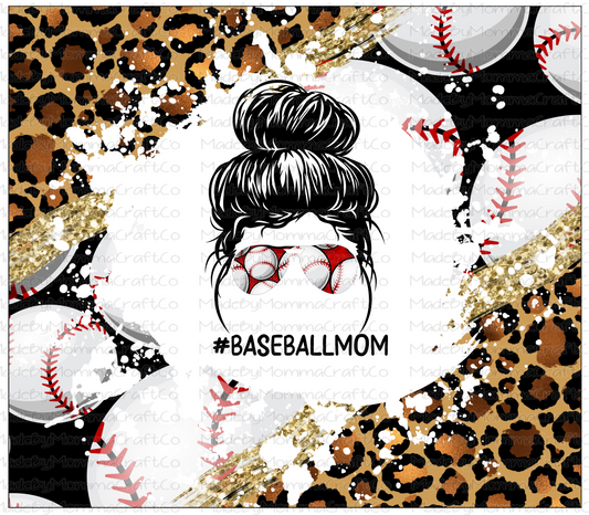 Baseball Mom Messy Bun Sublimation Tumbler Wrap - Or Clear Waterslide Wrap